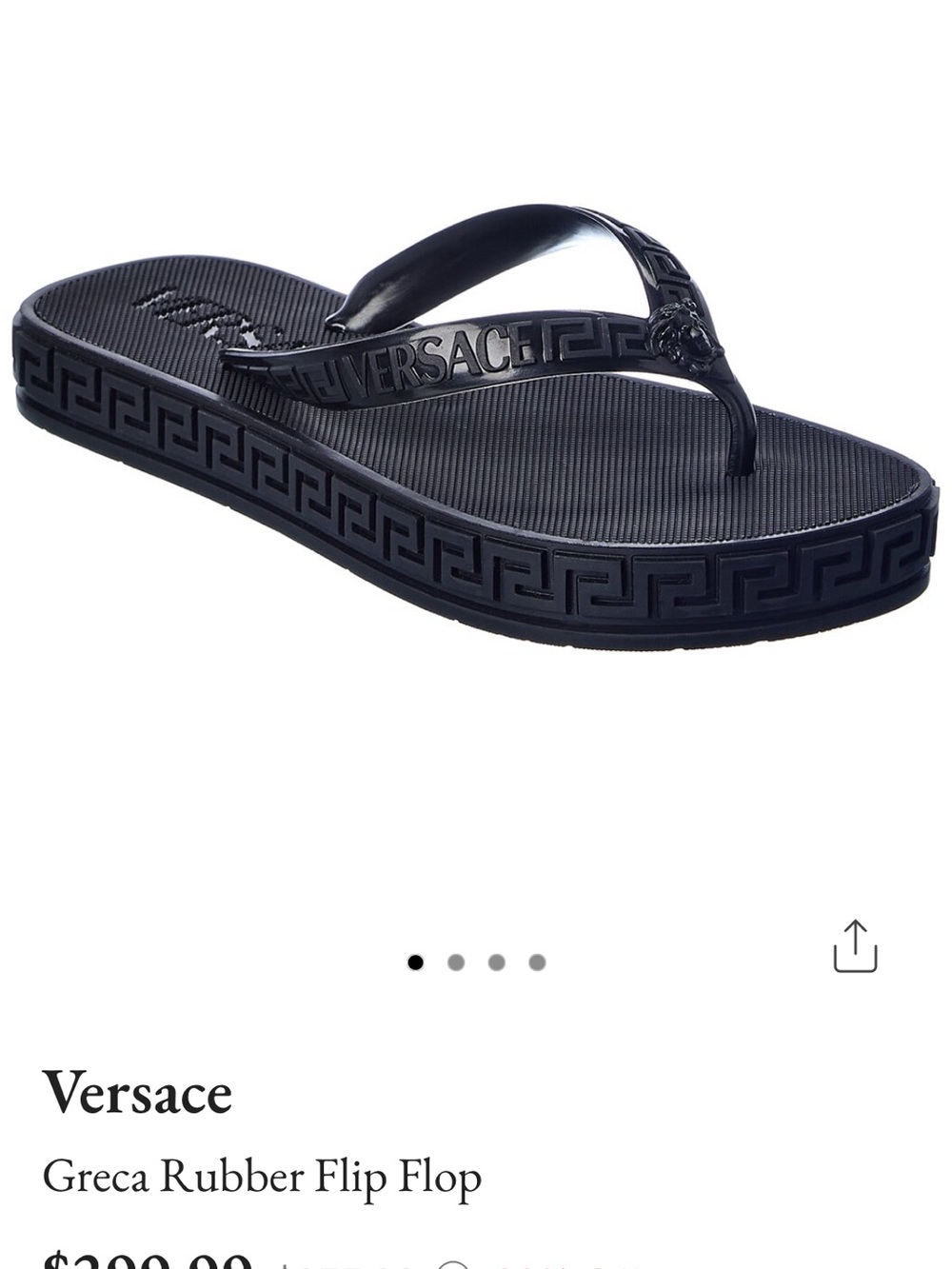 Versace Black Greca Rubber Flip Flop Sandal